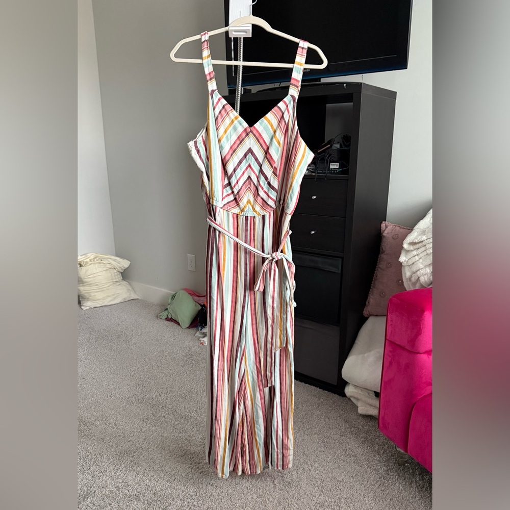 Lane Bryant - Striped Multicolor Jumpsuit with tie waist - size 18